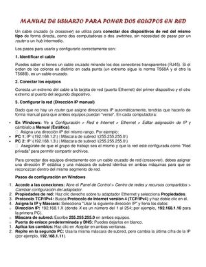 Manual De Usuario Para Poner Dos Equipos En Red