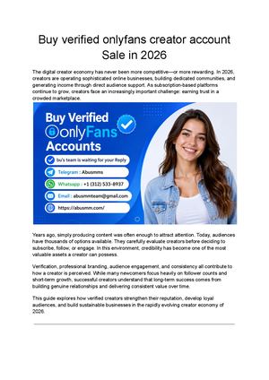 Buy Verified Onlyfans Creator Account Sale In 2026
