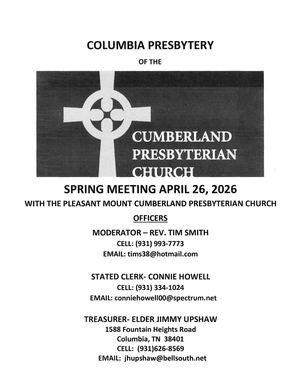 Columbia Presbytery - Spring 2026