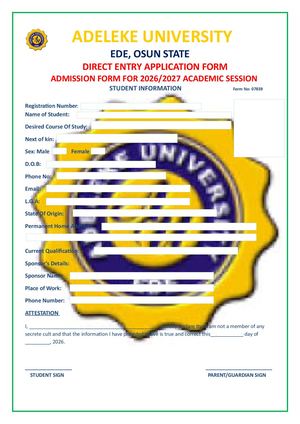Call 08132728112 Achievers University, Application Form 2026/2027 Admission/Application Form is Out. Call ☎️ 08132728112 Dr. Mrs Sarah. 2026/2027 Direct Entry Form, Postgraduate Diploma Form, JUPEB Form, Transfer Form, (08132728112) IJMB Are All OUT. Call