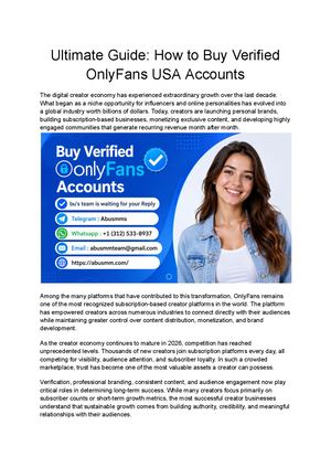 Ultimate Guide How To Buy Verified Only Fans Usa Accounts