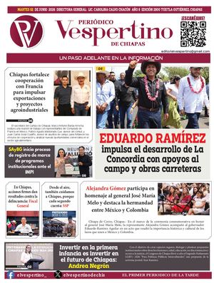 Periodico El Vespertino De Chiapas 02 Junio