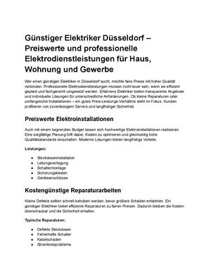 Günstiger Elektriker Düsseldorf – Preiswerte Und Professionelle Elektrodienstleistungen Für Haus, Wohnung Und Gewerbe