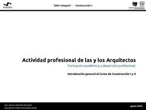 Ta In Cons 001a Construccion I Actividad Formacion Academica Profesional Arquitecto