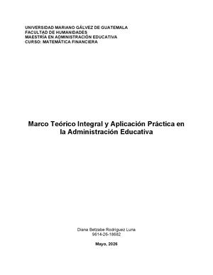 Matemáticas Financieras Y Administración Educativa