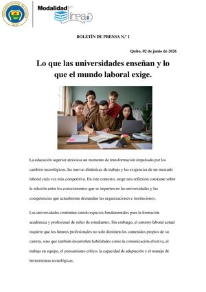Boletín De Prensa N°1 Rc