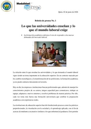 Boletín De Prensa N°1 Rc P1