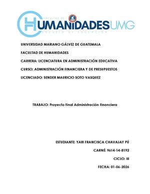 Proyecto Final Administración Financiera