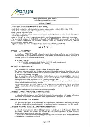 Ar26st127 Av Portant Permis De Stationnement Rue Du Centre 26 06 2026