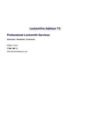 Locksmiths Addison TX – Professional Locksmith Services Brochure