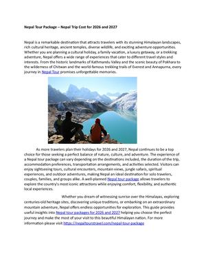 Nepal Tour Package – Nepal Trip Cost For 2026 And 2027