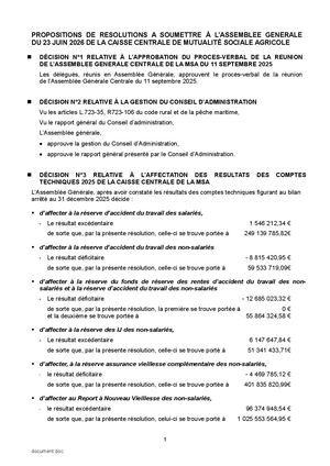 Résolutions AG CCMSA Du 23 Juin 2026