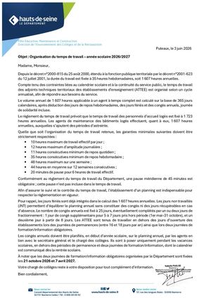 Note Temps De Travail 2026 2027