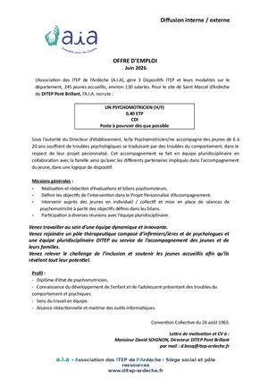 Annonce Psychomotricien Pb Cdi Juin 2026