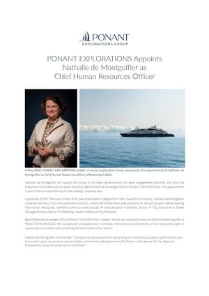 PONANT EXPLORATIONS Appoints Nathalie de Montgolfier as Chief Human Resources Officer