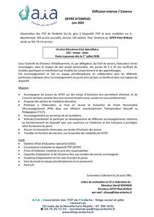 Annonce Es Cdi Pb Le Teil Juin 2026