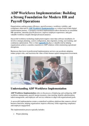 Adp Workforce Implementation