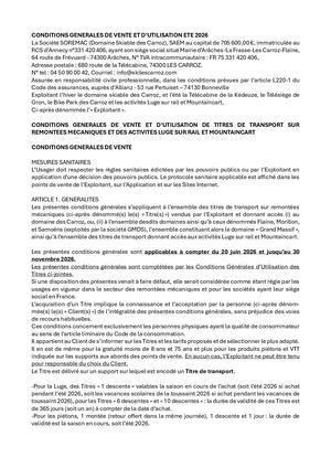Soremac (Les Carroz) Conditions De Vente Et D'utilisation éTé 2026