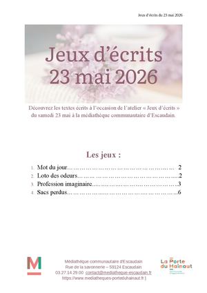 Jeux d'écrits mai 2026