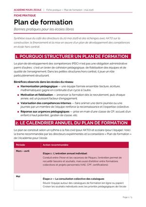 Plan de formation