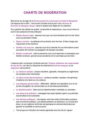 Charte Facebook Communauté De Communes Les Vals Du Dauphiné