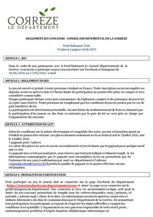 Jeu Concours Règlement Festimalemort 2026