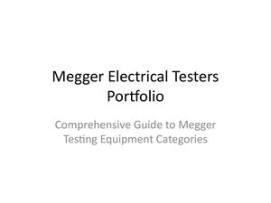 Megger Electrical Testers Portfolio
