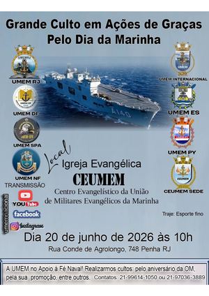 Grande Culto em Ações de Graças pelo Dia da Marinha