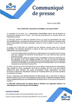 Cp Cfe Cgc Siderurgie 2juin2026