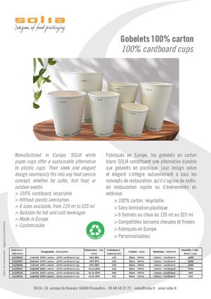 Fiche Produit Solia Gobelets Blancs Gu200 Fr Eng