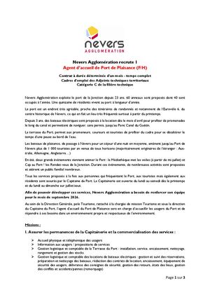 Agent Accueil Port Plaisance Annonce