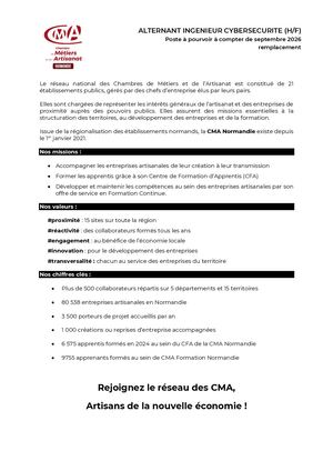 Offre Alternant Ingénieur Cybersècurité Rouen 2026
