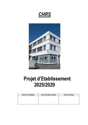 Projet Etablissement CHRS 2025 2029