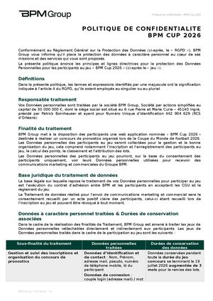 Rgpd Bpm Cup Politique De Protection Des Données 03062026