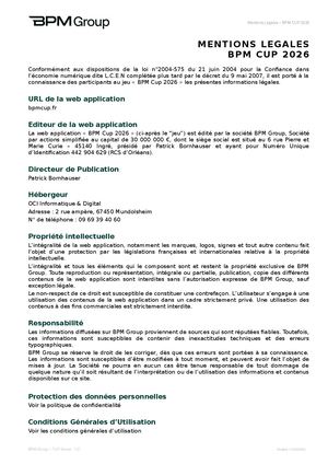 Rgpd Bpm Cup Mentions Légales 03062026