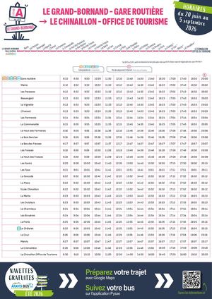 Horaires des bus été 2026