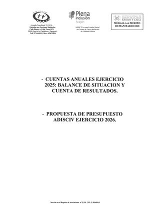 Cuentas Anuales 2025 Y Propuesta Presupuesto 2026