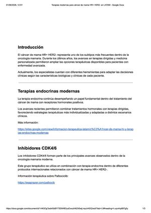 Terapias Modernas Para Cáncer De Mama Hr+ Her2 En Latam