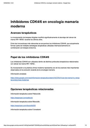 Inhibidores Cdk4 6 En Oncología Mamaria Moderna