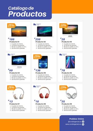 Documento A4 Catalogo De Productos En Oferta Comercial Promocional Naranja Y Azul