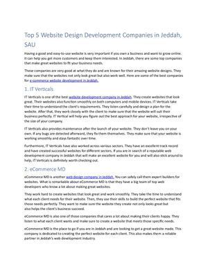 Top 5 Website Design Development Companies in Jeddah, SAU