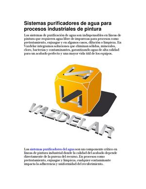 Sistemas Purificadores De Agua Para Procesos Industriales De Pintura