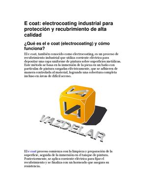 E Coat Electrocoating Industrial Para Protección Y Recubrimiento De Alta Calidad