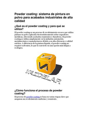 Powder Coating Sistema De Pintura En Polvo Para Acabados Industriales De Alta Calidad