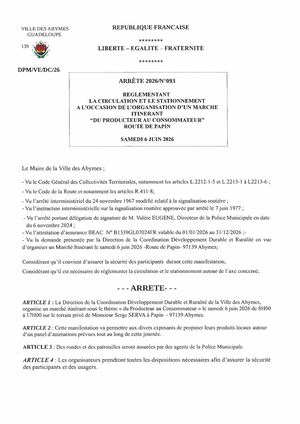 Arrêté 2026/n°093 - Marché Itinérant