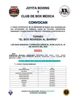 El Box Regresa Al Barrio Convocatoria 2