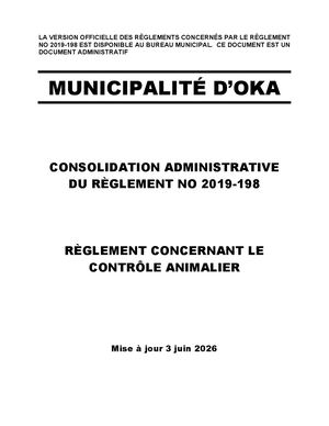 Règlement 2019-198 (Contrôle animalier)