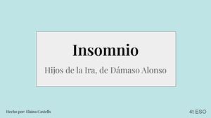 Insomnio De Dámaso Alonso