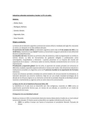 Industrias Culturales Nacionales Y Locales