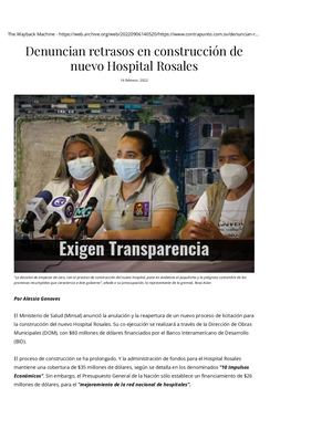 Denuncian Retrasos En Construcción De Nuevo Hospital Rosales Contra Punto